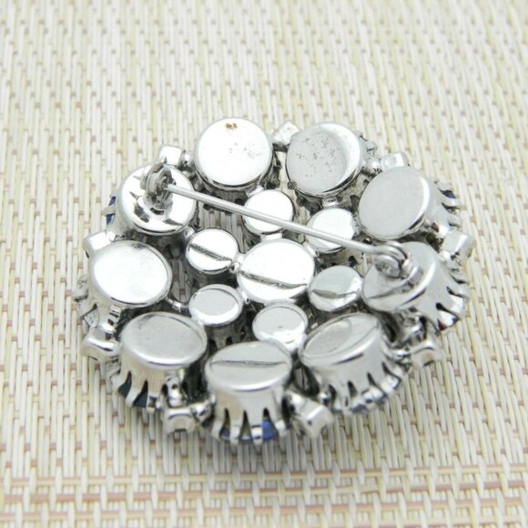 Blue Aurora Borealis Rhinestone Silver Tone Pin - Picture 3 of 4